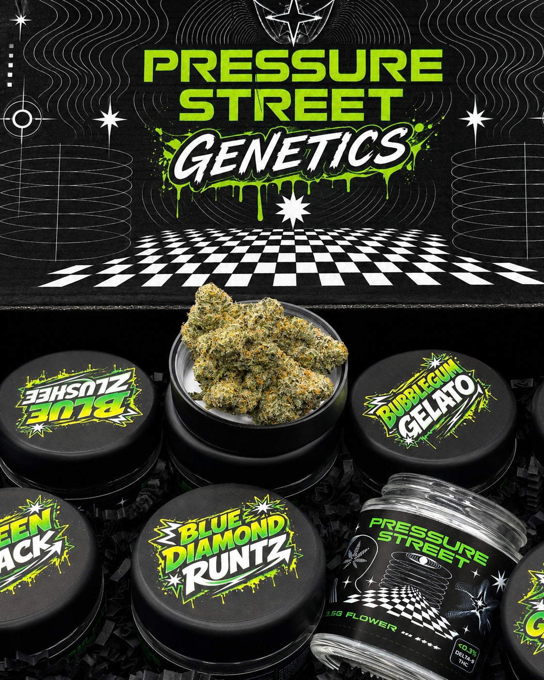 Pressure Street Genetics Box — 8 Premium Jars | $320 Value